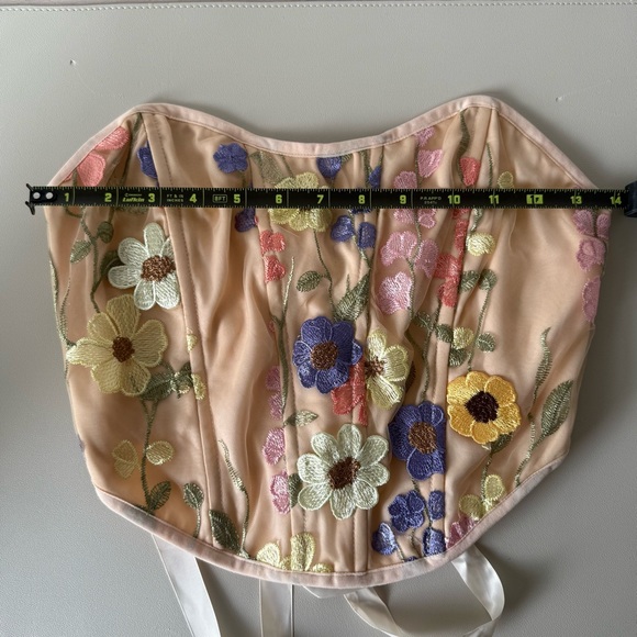 Whimsy 3d floral embroidered corset top fairycore lace up tie back | Size M - Picture 9 of 10